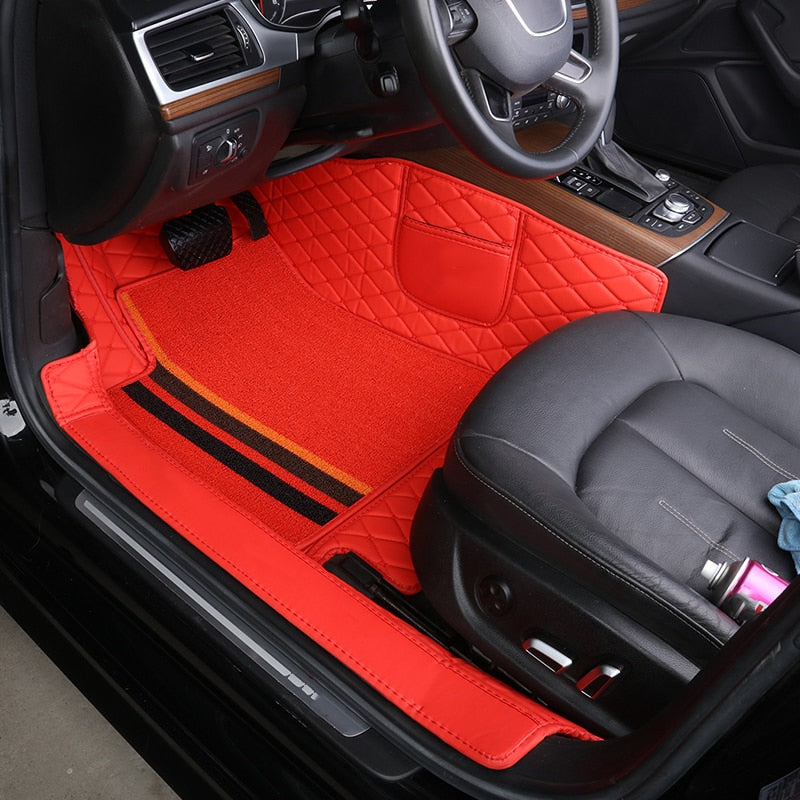 Set di Tappetini Auto Sportivi in Pelle – 4 Pezzi Universali
