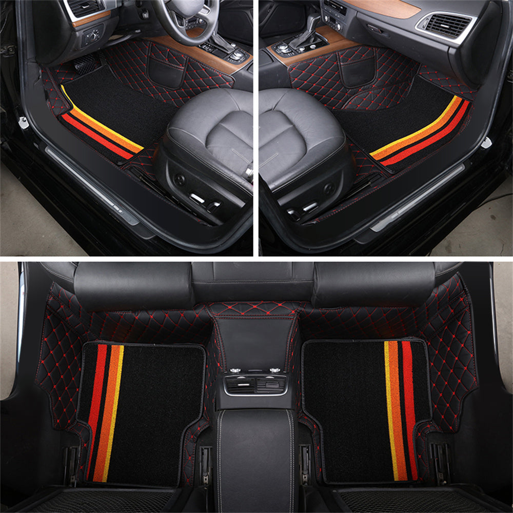 Set di Tappetini Auto Sportivi in Pelle – 4 Pezzi Universali
