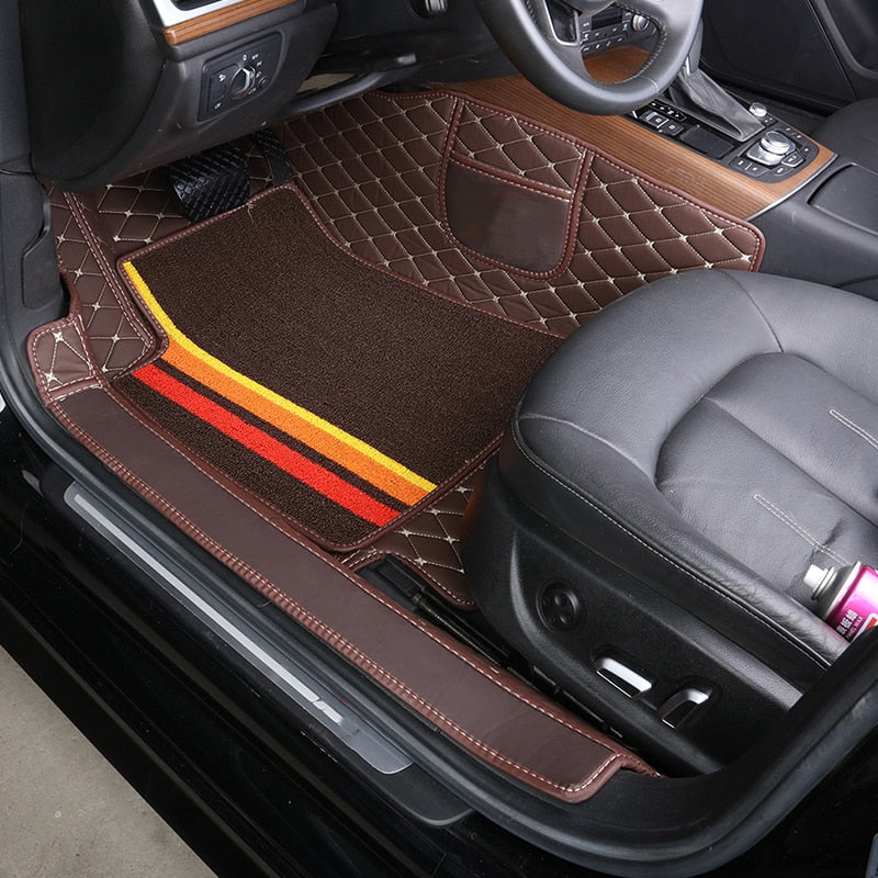 Set di Tappetini Auto Sportivi in Pelle – 4 Pezzi Universali